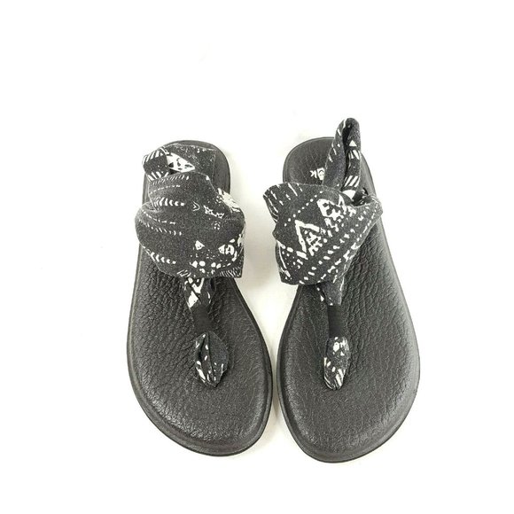 Sanuk Size US 7 UK 5 EUR 38 Black Textile Sandals - Picture 2 of 6